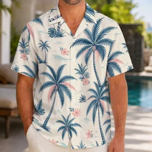 Dusty Blue Palm Trees for Beach Vacations, Resort Weekends, and Island Getaways for Men Hawaiian Shirt
