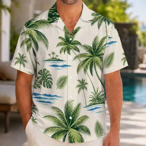 Coconut Palm Ocean Waves for Beach Vacations and Relaxed Island Getaways Outdoors Hawaiian Shirt
