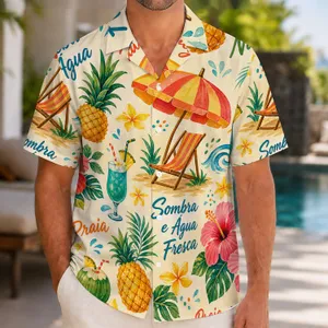 Tropical Beach Icons And Hibiscus Scenes For Resort Holidays And Outdoor Escapes Hawaiian Shirt