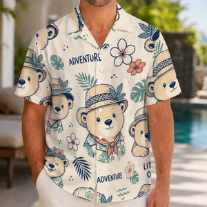 Navy Bear Explorer Tropical Adventure Style for Beach Holidays and Summer Getaways Hawaiian Shirt