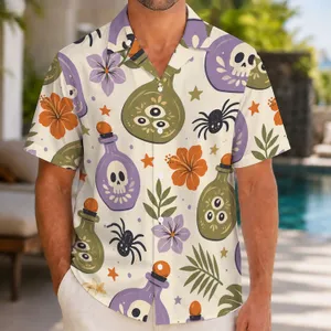 Spooky Potion Bottles and Friendly Spiders for Halloween Parties and Beach Getaways Hawaiian Shirt