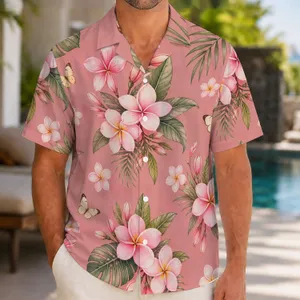 Pink Plumeria And Butterfly Garden For Beach Getaways And Summer Island Vacations Hawaiian Shirt