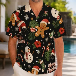 Santa, Gingerbread & Snowman Holiday Cheer For Christmas Parties And Resort Getaways Hawaiian Shirt