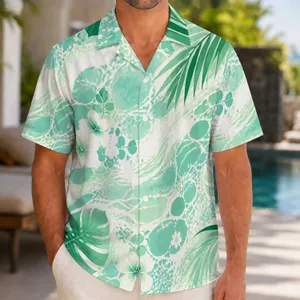 Emerald Seafoam Organic Speckle Waves for Tropical Getaways and Resort Weekends Away Hawaiian Shirt