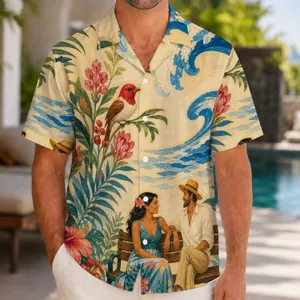 Tropical Birds, Flowers And Ocean Waves For Beach Holidays, Island Getaways By The Sea Hawaiian Shirt