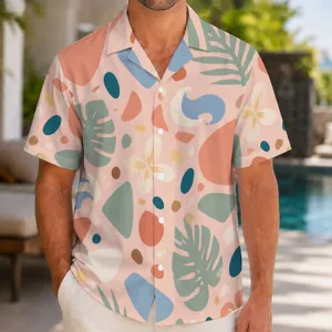 Pastel Terrazzo Shapes for Beach Vacations and Relaxed Summer Resort Days for Men Hawaiian Shirt