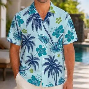Palm Tree And Island Flower Motifs For Sunny Resort Days, Beach Travelers And Vacations Hawaiian Shirt