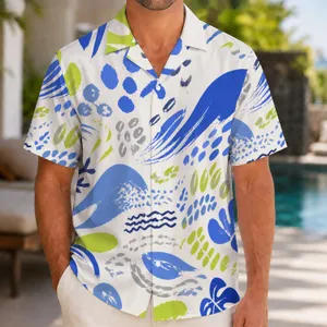 Blue Lime Coastal Brushstrokes for Resort Getaways, Cruises, and Summer Travel Style Hawaiian Shirt