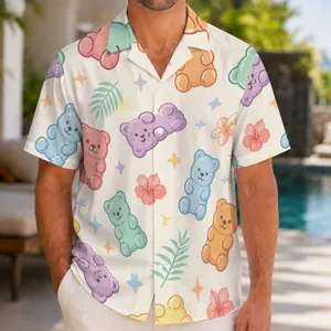 Pastel Candy Bear Motifs for Beach Vacations, Summer Parties and Playful Gifts Hawaiian Shirt