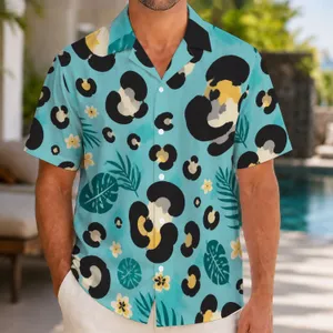 Teal Leopard Spots Tropical Resort Style For Beach Vacations And Casual Weekends Hawaiian Shirt