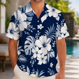 White Tropical Hibiscus Clusters for Beach Vacations and Island Getaways for Men Hawaiian Shirt
