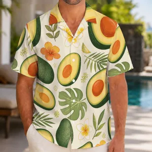 Avocado Tropical Fruit Scene for Beach Getaways and Relaxed Summer Vacation Wear for Men Hawaiian Shirt