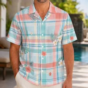 Pastel Aqua Plaid Island Style For Beach Getaways, Vacations, And Sunny Resort Days Hawaiian Shirt