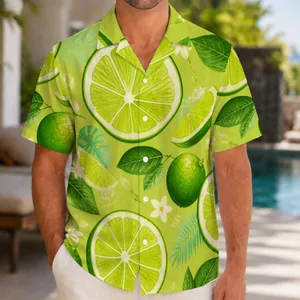 Lime Citrus Slice Resort Style for Summer Vacations, Casual Island Days, Fruit Lovers Hawaiian Shirt
