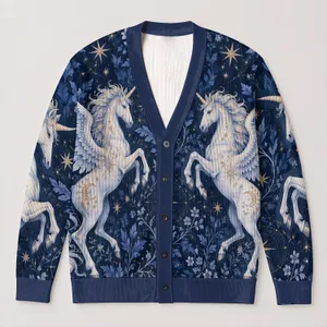 Pegasus Celestial Starry Motif for Enchanted Evening Layering and Everyday Wardrobes All-over Print Knitted Cardigan