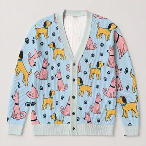 Pink And Golden Dogs For Casual Walks, Weekend Layering, And Dog Lovers Everywhere All-over Print Knitted Cardigan