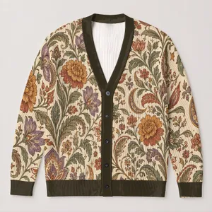 Bohemian Paisley Floral Autumn Layering For Vacation Travel And Everyday Elegance All-over Print Knitted Cardigan