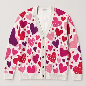 Pink Purple Hearts For Romantic Layering And Everyday Love Style For Women Year-Round All-over Print Knitted Cardigan