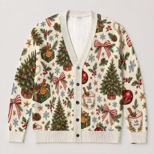 Christmas Tree Ornaments And Bows For Cozy Holiday Gatherings And Winter Travel Style All-over Print Knitted Cardigan