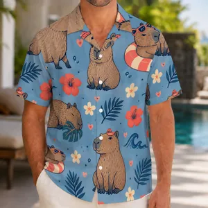 Cute Capybara Island Escape for Beach Vacations and Laid-Back Summer Adventures for Him Hawaiian Shirt