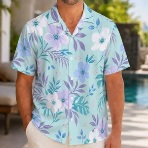 Mint Blossom Couple Beachwear for Tropical Vacations and Honeymoons His and Hers Hawaiian Shirt