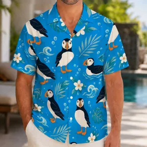 Puffin Beach Vacation Outfits for Families and Couples on Summer Seaside Getaways Hawaiian Shirt