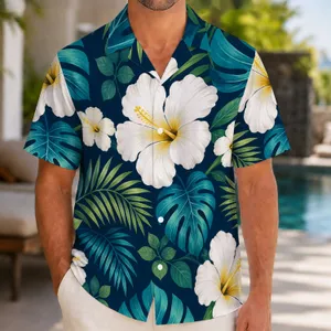 Navy Hibiscus Family Florals for Tropical Vacations, Cruises, and Resort Getaways Together Hawaiian Shirt
