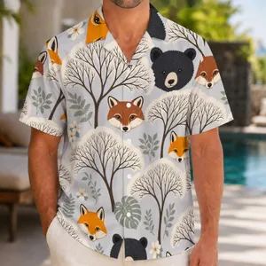 Fox And Bear Woodland Family Outfit For Father’s Day Adventures With Dad And Son Together Hawaiian Shirt