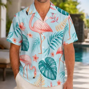 Flamingo Monstera Tropical Father Son Resort Outfit for Father's Day Beach Vacations Hawaiian Shirt