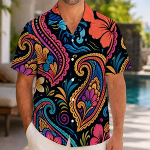 Neon Paisley Florals and Island Geometry for Resort Nights and Festival Style Wear Hawaiian Shirt