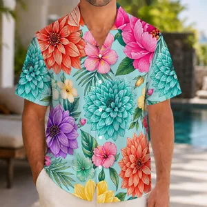 Colorful Tropical Flower Bouquet for Summer Vacations, Beach Getaways and Stylish Men Hawaiian Shirt