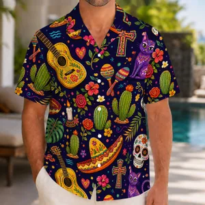 Mexican Sugar Skull Fiesta Motifs for Vacation Celebrations and Bold Streetwear Style Hawaiian Shirt