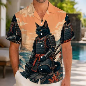 Cat Samurai Ocean Warrior Scene For Resort Adventures, Festivals, And Streetwear Enthusiasts Hawaiian Shirt
