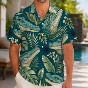 Crocodile Jungle Tropical Foliage for Tropical Getaways and Adventurous Island Days Hawaiian Shirt