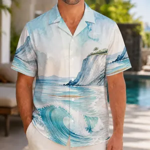 Pastel Ocean Cliffs and Starry Waves for Serene Resort Days by the Sea, Coastal Lovers Hawaiian Shirt