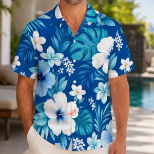 Blue Hibiscus Family Vacation Look for Dog Lovers and Island Holiday Gatherings Hawaiian Shirt