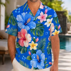 Blue Hibiscus Floral Couple Style for Tropical Vacations, Island Getaways, and Resorts Hawaiian Shirt