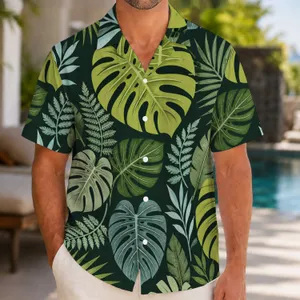Tropical Monstera Leaf Family Matching Beach Vacation Outfits for Mom, Dad, and Kids Hawaiian Shirt