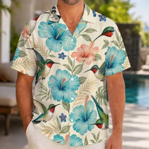 Hummingbird Tropical Blooms for Island Getaways and Birdwatching Gifts for Nature Lovers Hawaiian Shirt