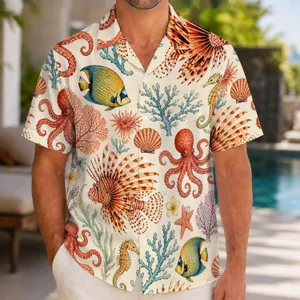 Vintage Coral Reef Marine Life for Coastal Getaways and Beach Vacation Style Lovers Hawaiian Shirt