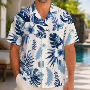 Indigo Palm Leaf Botanicals for Coastal Getaways, Beach Holidays, and Resort Days Hawaiian Shirt