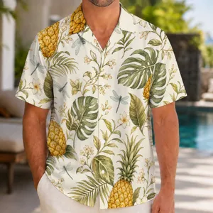 Pineapple Dragonfly Botanical Escape for Island Vacations and Resort Days Women Travelers Hawaiian Shirt