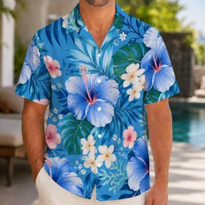 Blue Hibiscus Family Beach Vacation Matching Floral Look for Women, Men, Boys, and Girls Hawaiian Shirt