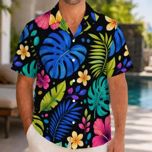 Colorful Tropical Leaves And Flowers For Poolside Vacations And Couples’ Getaways Hawaiian Shirt