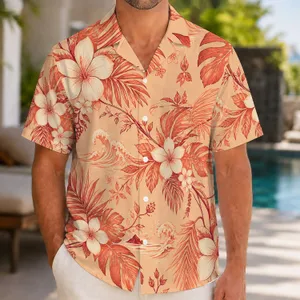 Vintage Botanical Couple Florals for Resort Vacations and Elegant Golf Getaway Wear Hawaiian Shirt