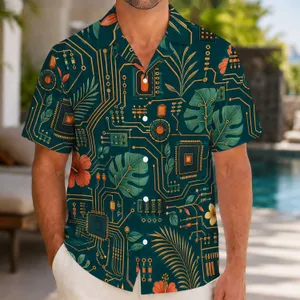 Circuit Board Motif for Tech Festivals and Island Getaways, Gifts for Innovators Hawaiian Shirt