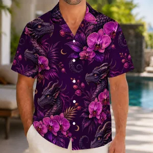 Purple Dragon Orchid Motifs for Fantasy Nights, Island Getaways, and Resort Style Hawaiian Shirt