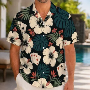 Blackjack Card Hibiscus Aloha Style for Las Vegas Vacations and Poker Night Gifts Hawaiian Shirt