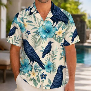 Blue Raven Hibiscus Aloha Style for Beach Holidays, Island Getaways, and Summer Days Hawaiian Shirt