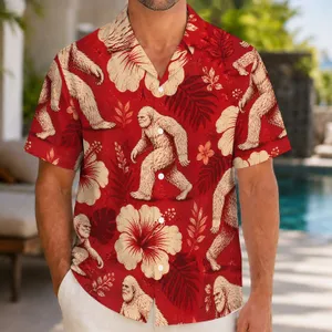 Red Bigfoot Sasquatch Beach Holiday Style For Cryptid Fans And Island Adventurers Hawaiian Shirt